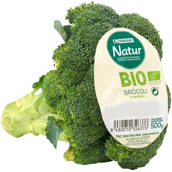 Brócoli ecológico EROSKI NATUR BIO, pieza 500 g - 1 ud - Imagen del producto en Findit