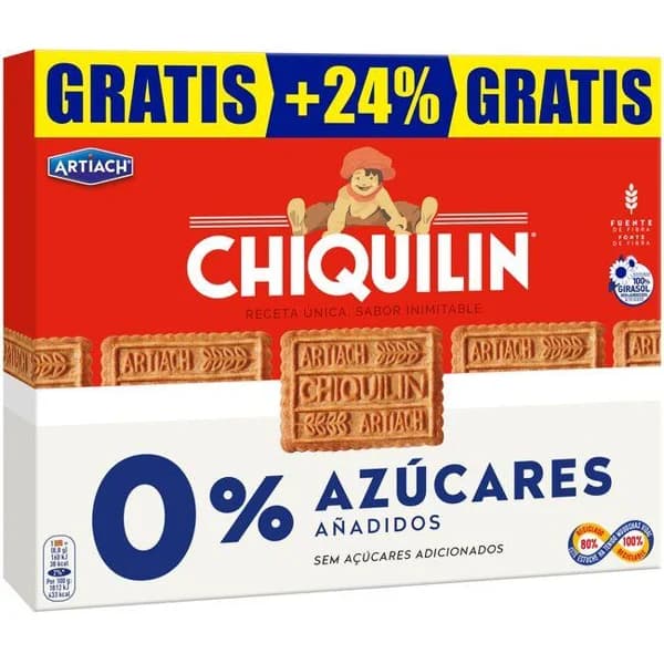 Galleta Chiquilín 0% azúcar ARTIACH, caja 422 g + 103 g Gratis - 1 ud - Imagen del producto en Findit