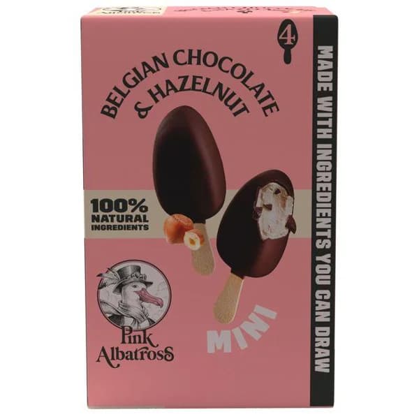 Helado mini bombón y avellana PINK ALBATROSS, caja 192 g - 1 ud - Imagen del producto en Findit