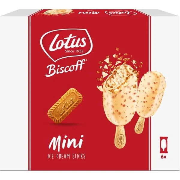Helado mini stick choco blanco LOTUS, 6 uds, 276 g - 0.28 kg - Imagen del producto en Findit