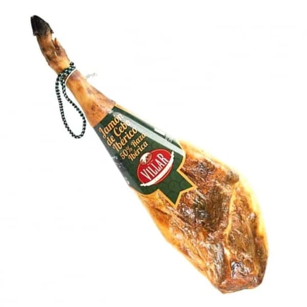 Jamón de cebo ibérico curado 50% raza ibérica Villar pieza 7,5 kg aprox - 7.5 kg - Imagen del producto en Findit