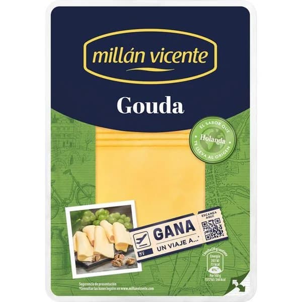 Queso Gouda MILLAN VICENTE, lonchas, bandeja 140 g - 1 ud - Imagen del producto en Findit