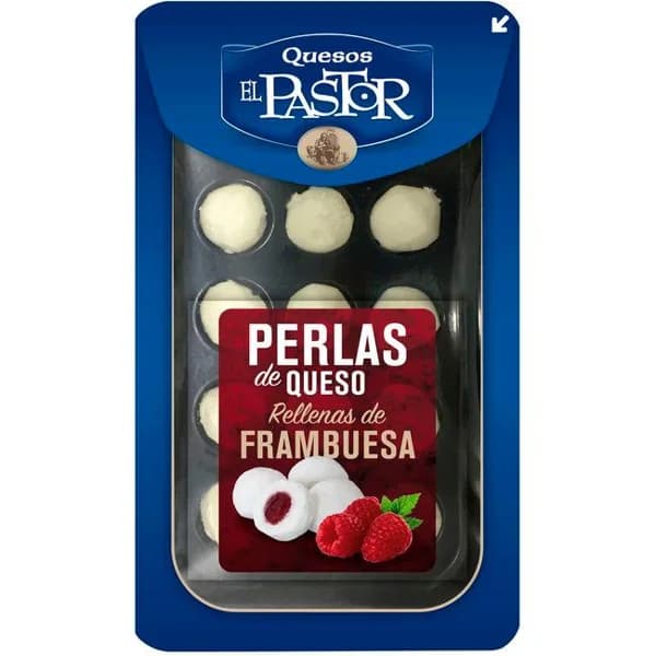 Perlas de queso rellenas de frambuesa EL PASTOR, bandeja 125 g - 1 ud - Imagen del producto en Findit