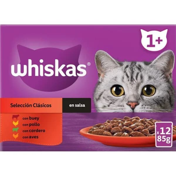 Alimento en salsa clasic para gato WHISKAS, pack 12x85 g - 1 ud - Imagen del producto en Findit