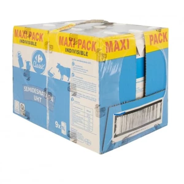 Leche semidesnatada Carrefour pack de 9 briks de 1 l. - 9 l - Imagen del producto en Findit