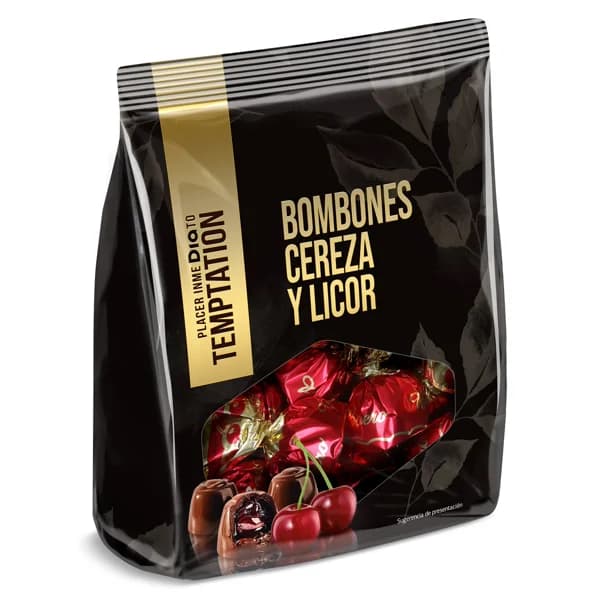 Bombones rellenos de cereza y licor Temptation de Dia bolsa 150 g - 1 ud - Imagen del producto en Findit