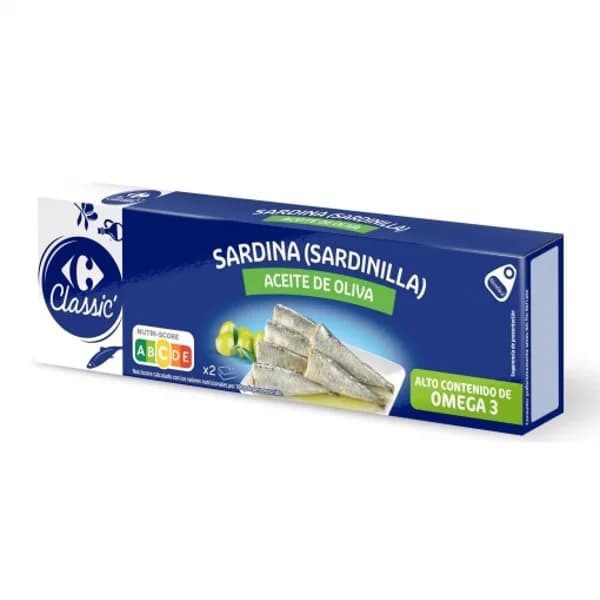 Sardinillas en aceite de oliva Classic Carrefour pack de 2 unidades de 65 g. - 0.13 kg - Imagen del producto en Findit