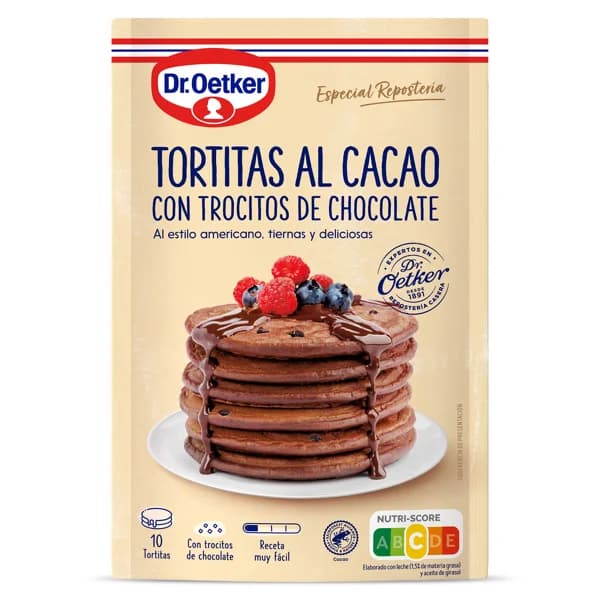 Preparado para tortitas al cacao con trocitos de chocolate Dr. Oetker bolsa 210 g - 0.21 kg - Imagen del producto en Findit