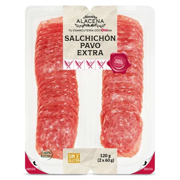 Salchichón de pavo extra Nuestra Alacena de Dia bandeja 2 x 60 g - 0.12 kg - Imagen del producto en Findit