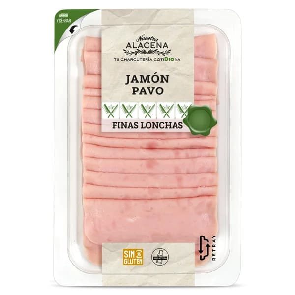 Jamón de pavo finas lonchas Nuestra Alacena de Dia sobre 180 g - 0.18 kg - Imagen del producto en Findit