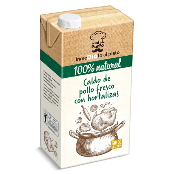 Caldo de pollo fresco con hortalizas 100% natural Al Punto Dia brik 1 l - 1 l - Imagen del producto en Findit