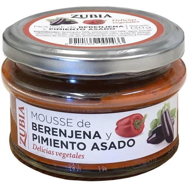 Mousse de berengena-pimiento asado ZUBIA, frasco 130 g - 0.13 kg - Imagen del producto en Findit