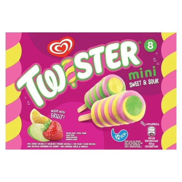 Helado Twister mini sweet&sour KIDS, 8 uds, caja 348 g - 1 ud - Imagen del producto en Findit