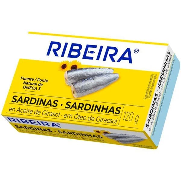 Sardinas en aceite de girasol RIBEIRA, lata 120 g - 1 ud - Imagen del producto en Findit