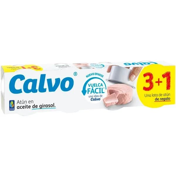 Atún de girasol CALVO, pack 3x65 g + 1 Lata gratis - 1 ud - Imagen del producto en Findit