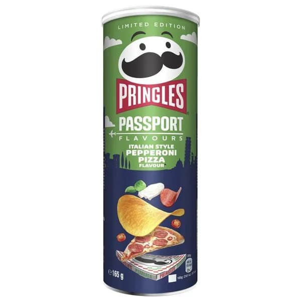 Patatas passport sabor pepperoni pizza PRINGLES, lata 165 g - 1 ud - Imagen del producto en Findit
