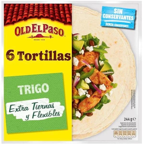 Tortillas de trigo extra tiernas OLD EL PASO, paquete 244 g - 1 ud - Imagen del producto en Findit