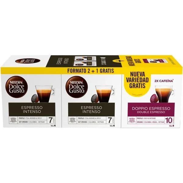 Café espresso intenso DOLCE GUSTO, caja 32 uds + Regalo Doppio - 1 ud - Imagen del producto en Findit