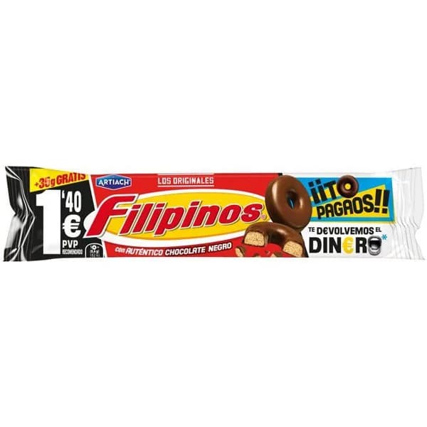 Filipinos de chocolate negro ARTIACH, paquete 93+35 g - 1 ud - Imagen del producto en Findit