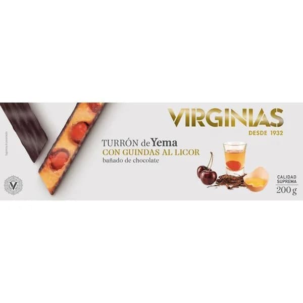 Turrón de yema-guinda de licor VIRGINIAS, tableta 200 g - 1 ud - Imagen del producto en Findit