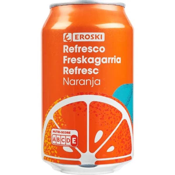 Refresco de naranja EROSKI, lata 33 cl - 1 ud - Imagen del producto en Findit