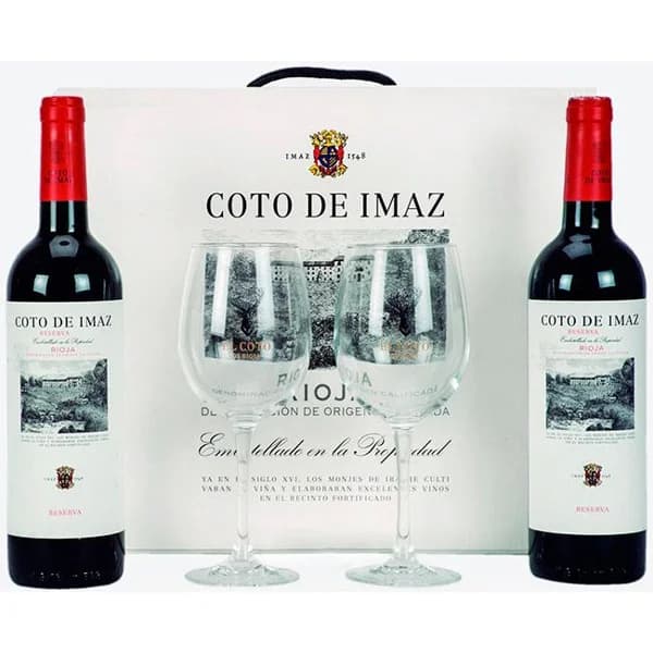 Vino Tinto Reserva D.O. Rioja EL COTO, pack 2x75 cl + 2 Copas - 1 ud - Imagen del producto en Findit