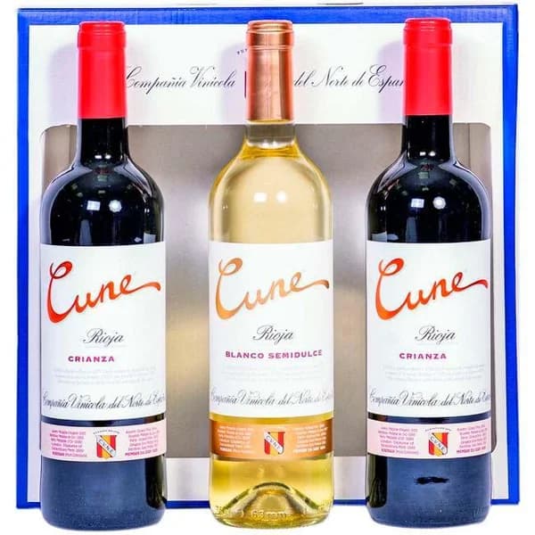 Vino Tinto Crianza D.O.C. Rioja CUNE, pack 2x75 cl + Blanco - 1 ud - Imagen del producto en Findit