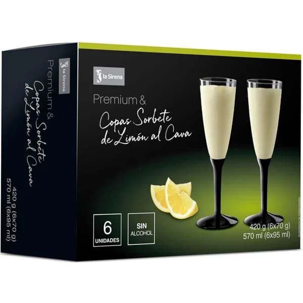 Copas de limón al cava LA SIRENA, pack 6x95 g - 1 ud - Imagen del producto en Findit