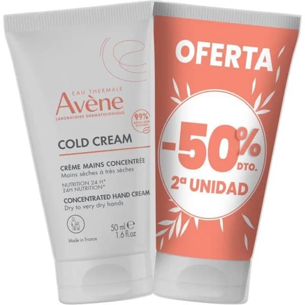 Crema de manos concentrada AVÉNE COLD CREAM, pack 2x50 ml - 1 ud - Imagen del producto en Findit