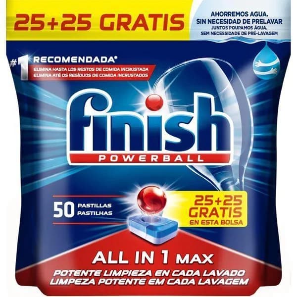 Lavavajillas mánquina FINISH TODO EN 1, pack 2x25 dosis - 1 ud - Imagen del producto en Findit