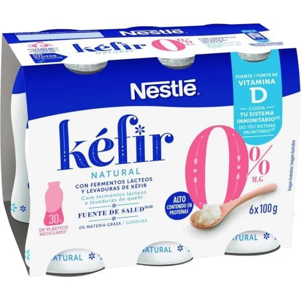 Kefir natural 0% NESTLÉ, pack 6x100 g - 1 ud - Imagen del producto en Findit