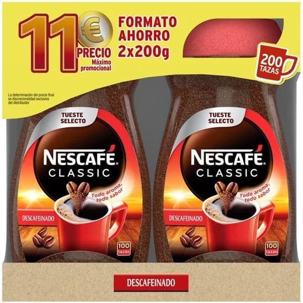 Café soluble descafeinado NESCAFÉ, pack 2x200 g - 1 ud - Imagen del producto en Findit