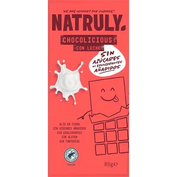 Chocolicious con leche NATRULY, tableta 85 g - 1 ud - Imagen del producto en Findit
