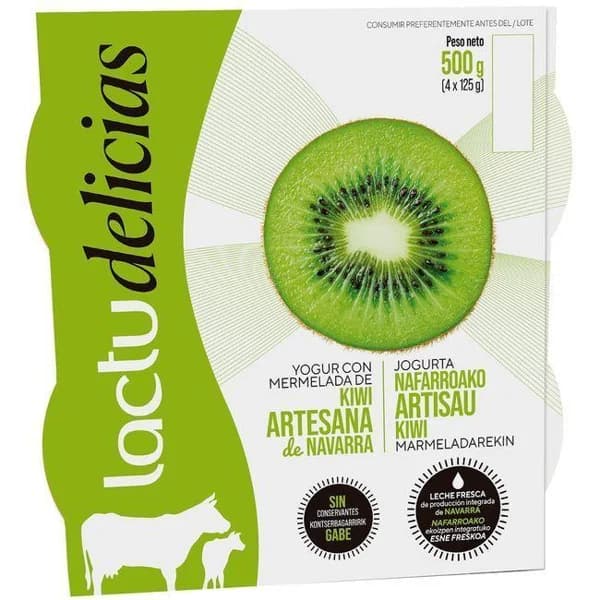 Yogur con mermelada de kiwi de Navarra LACTUYOGUR, pack 4x125 g - 1 ud - Imagen del producto en Findit