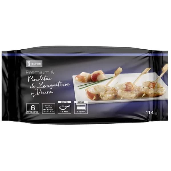 Piruleta langostino y vieira premium LA SIRENA, bandeja 114 g - 1 ud - Imagen del producto en Findit