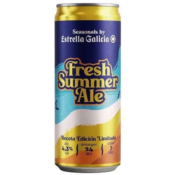 Cerveza lager de verano ESTRELLA GALICIA, lata 33 cl - 1 ud - Imagen del producto en Findit