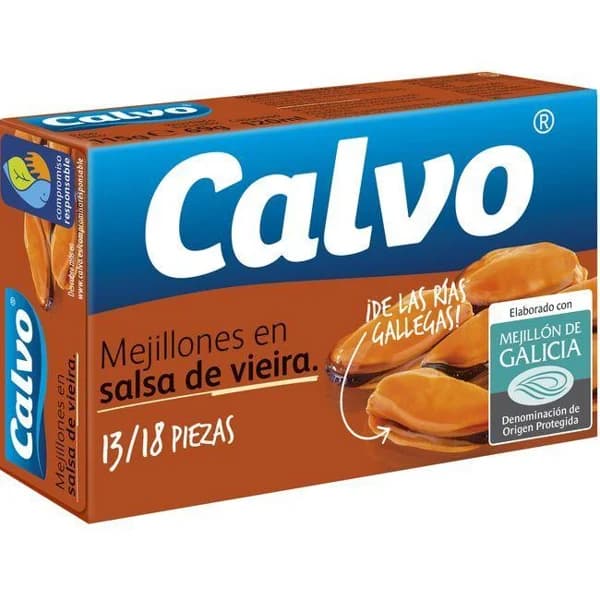 Mejillón en salsa vieira CALVO, lata 115 g - 1 ud - Imagen del producto en Findit