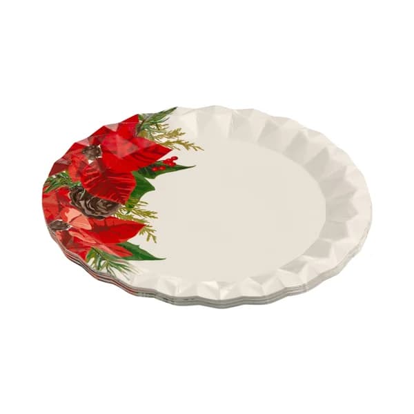 Plato decoración poinsettia Navidad Bosque Verde - 1 ud - Imagen del producto en Findit