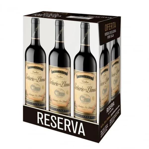 Caja de 6 botellas de vino tinto reserva tempanillo Señorío de los Llanos D.O. Valdepeñas 75 cl - 1 ud - Imagen del producto en Findit