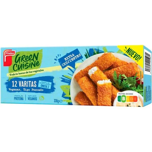 Varitas crujientes sabor pescado GREEN CUISINE, caja 336 g - 0.34 kg - Imagen del producto en Findit