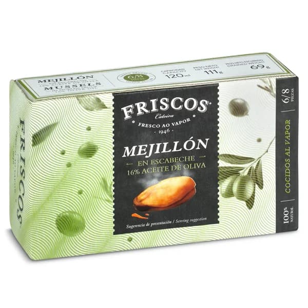 Mejillones en escabeche 6/8 piezas lata 69 g - 1 ud - Imagen del producto en Findit