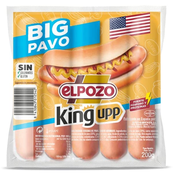 Salchichas big pavo Elpozo bolsa 200 g - 1 ud - Imagen del producto en Findit