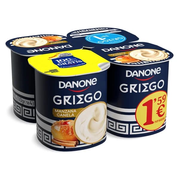 Yogur griego sabor manzana y canela pack 4 x 120 g - 0.48 kg - Imagen del producto en Findit