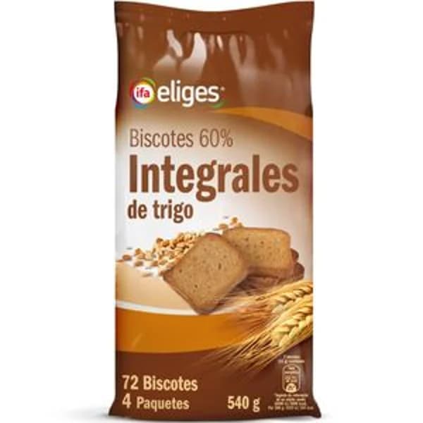 Biscotes integrales 72 unidades 540 g - 0.54 kg - Imagen del producto en Findit