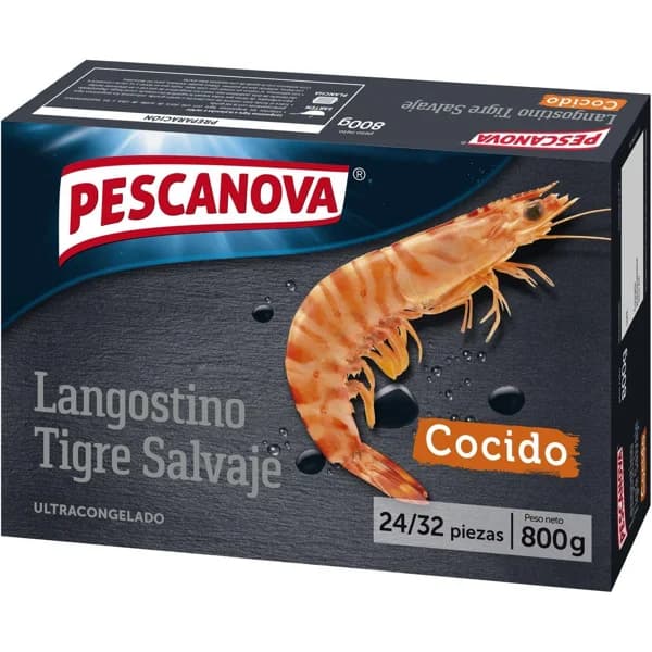 Langostino tigre cocido PESCANOVA, caja 800 g - 1 ud - Imagen del producto en Findit