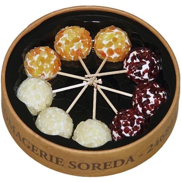 Brocheta de queso de cabra con frutas SOREDA, caja 110 g - 1 ud - Imagen del producto en Findit