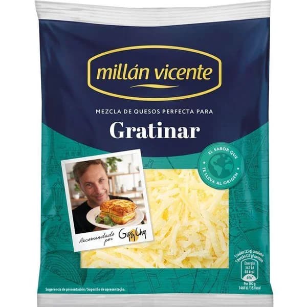Queso rallado especial gratinar MILLAN VICENTE,  bolsa 140 g - 1 ud - Imagen del producto en Findit