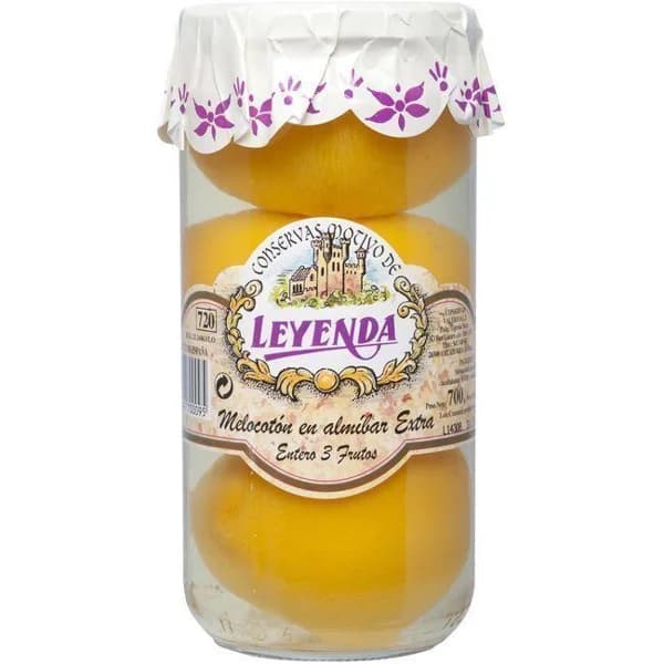 Melocotón tres frutos en almíbar LEYENDA, frasco 700 g - 1 ud - Imagen del producto en Findit