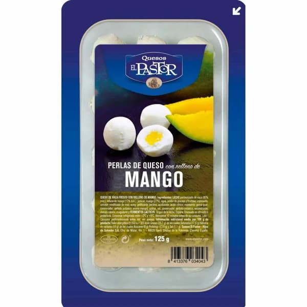 Perlas de queso con mango EL PASTOR, bandeja 125 g - 1 ud - Imagen del producto en Findit