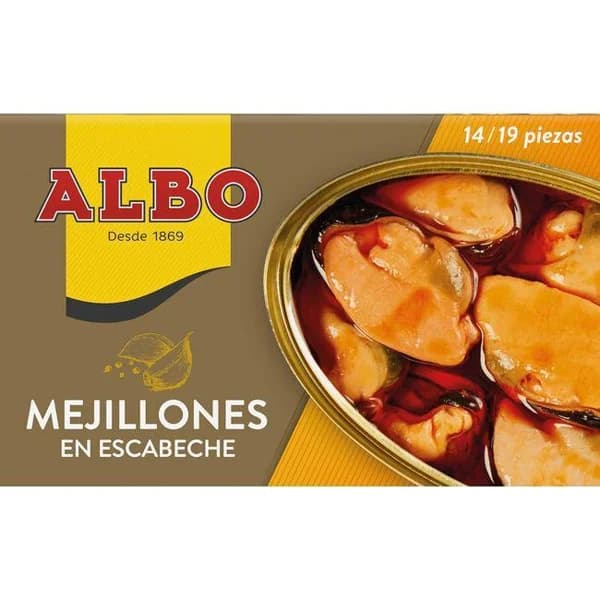 Mejillón en escabeche 14/19 piezas ALBO, lata 115 g - 1 ud - Imagen del producto en Findit